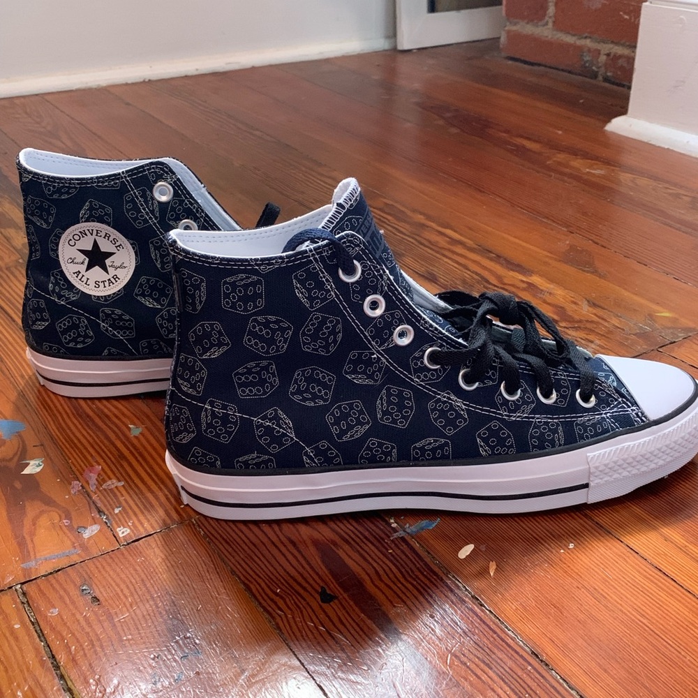Navy Blue Converse with Dice Design